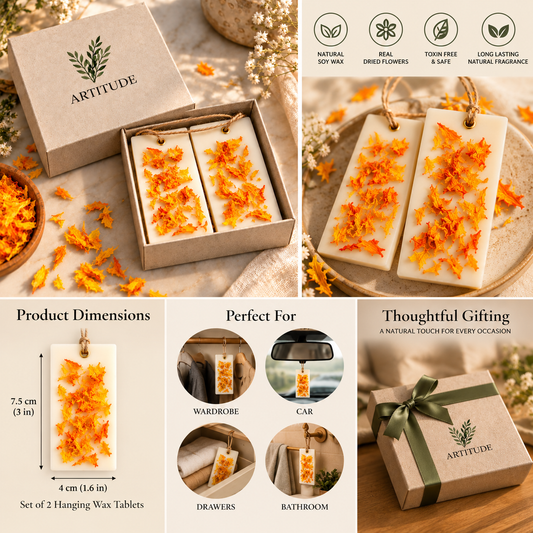 ARTITUDE CITRONELLA scent Botanical Soy Wax Wardrobe Fresheners – Set of 2 | Alcohol-Free Essential Oil Scented Wax SachetsI (Copy)