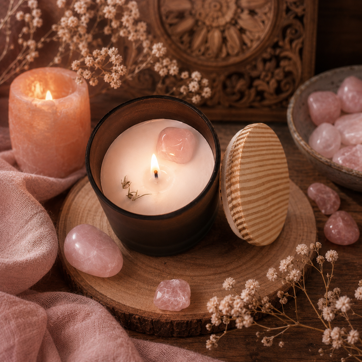 Crystal Candle Rose Quartz