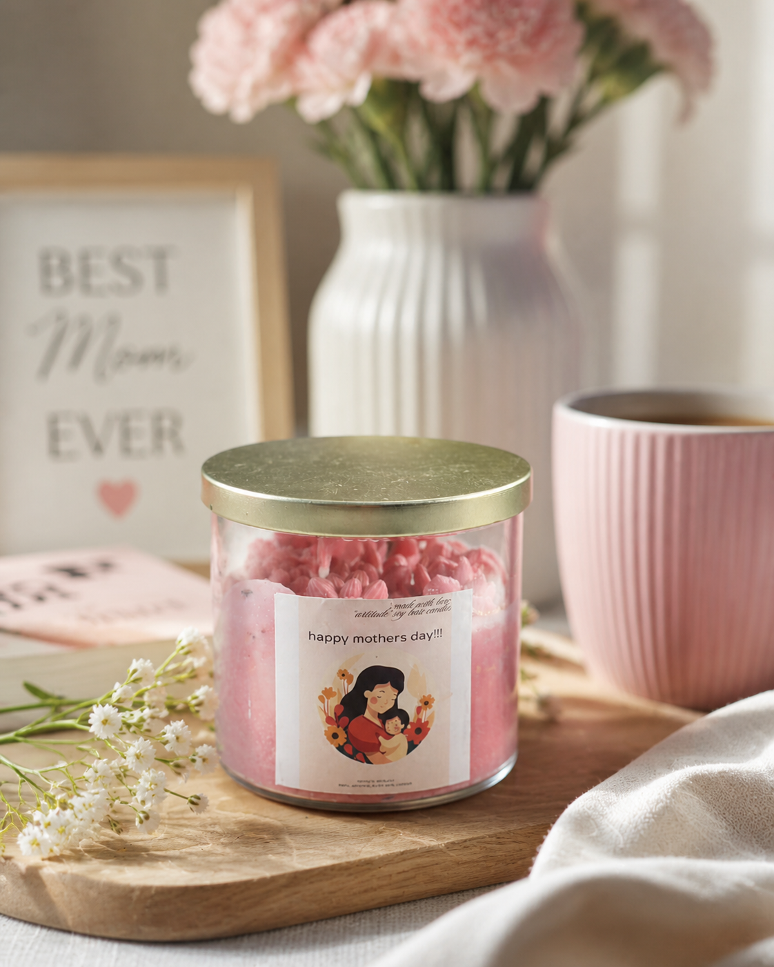 ARTITUDE “Mom Love” Soy Aroma Candle – Floral Edition (4" x 4")
