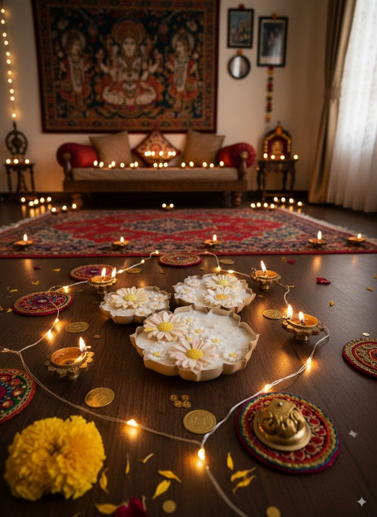 Parampara Collection: Artisanal Soy Wax Urli Lamps- SET OF 3