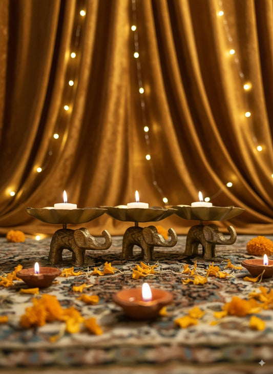 Artitude's Royal Tusker Candle Pedestal- SET OF 2