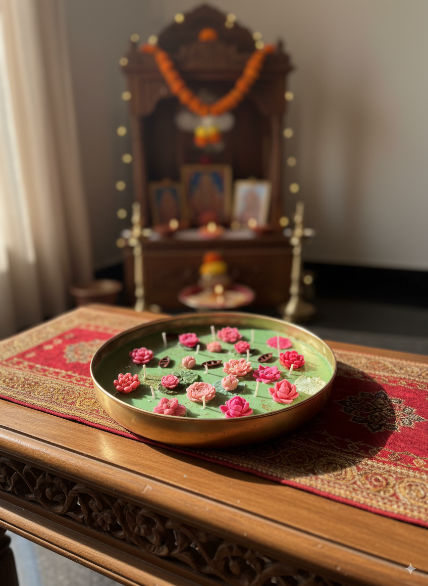 "Lotus Pond Serenity" Hand-Poured Urli Candle