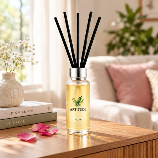 ARTITUDE Rose Reed Diffuser for Home & Office | Premium Glass Bottle | Luxury Floral Home Fragrance & Décor