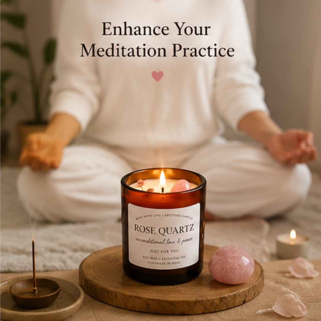 Crystal Candle Rose Quartz. LAVENDER SCENT. Aromatherapy, Love, Harmony & Emotional Healing.