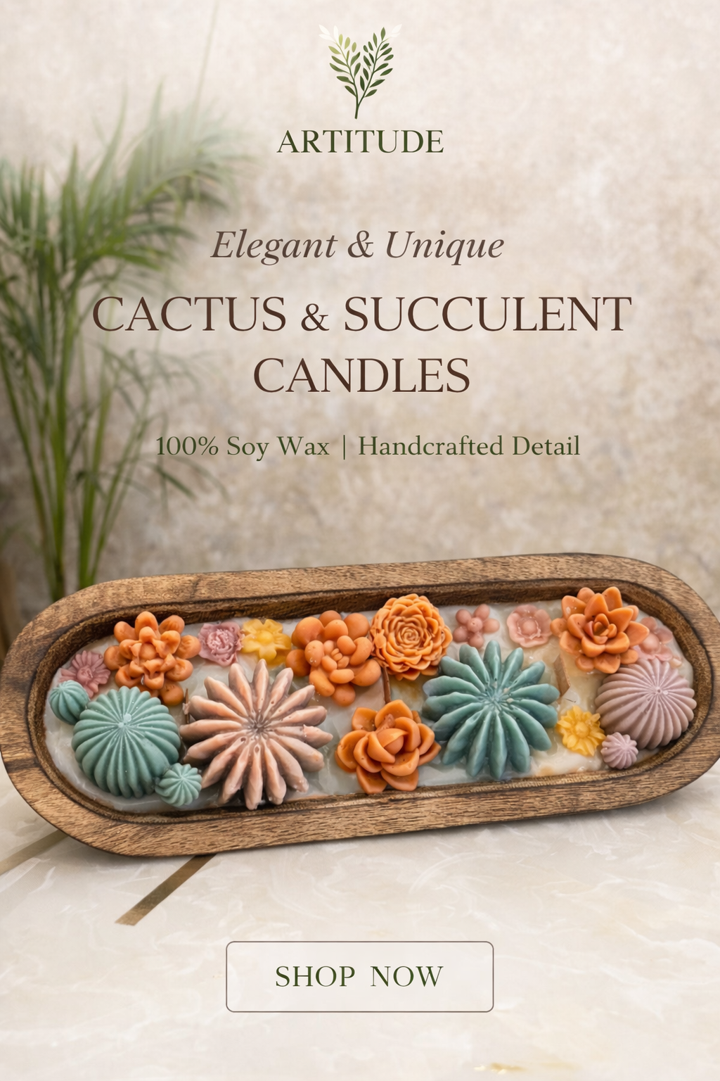 Serene Jasmine Garden Soy Candle Wooden Tray
