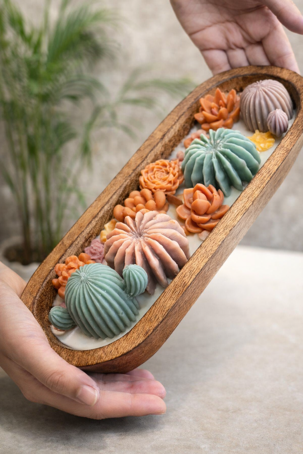 Serene Jasmine Garden Soy Candle Wooden Tray