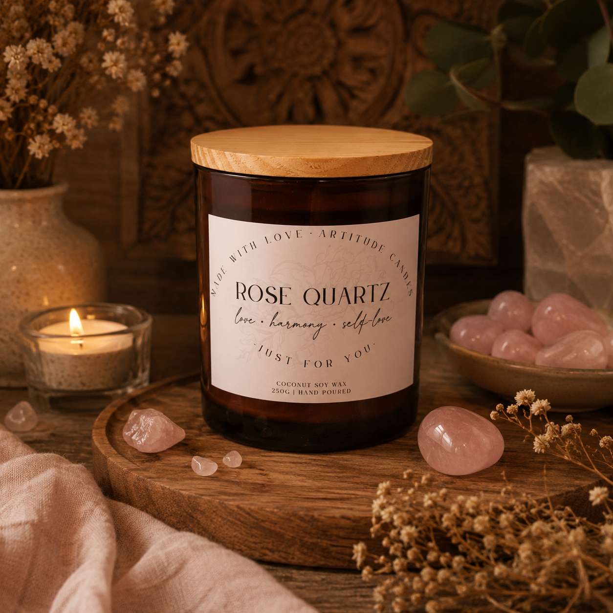 Crystal Candle Rose Quartz