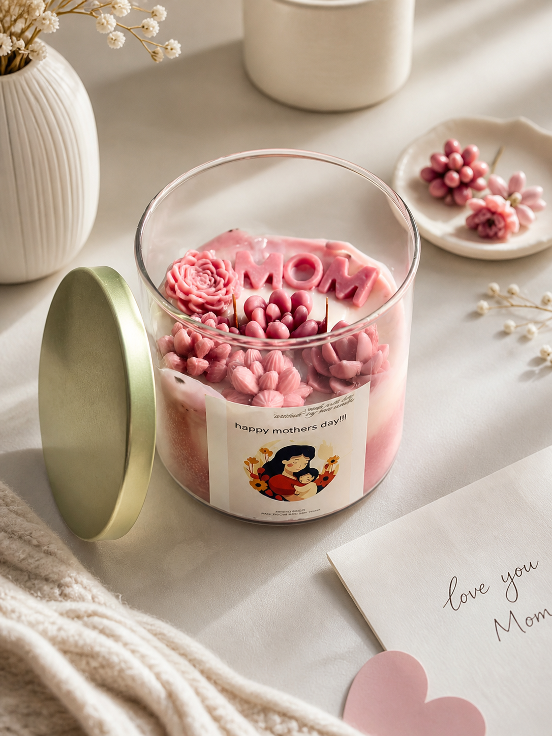 ARTITUDE “Mom Love” Soy Aroma Candle – Floral Edition (4" x 4")