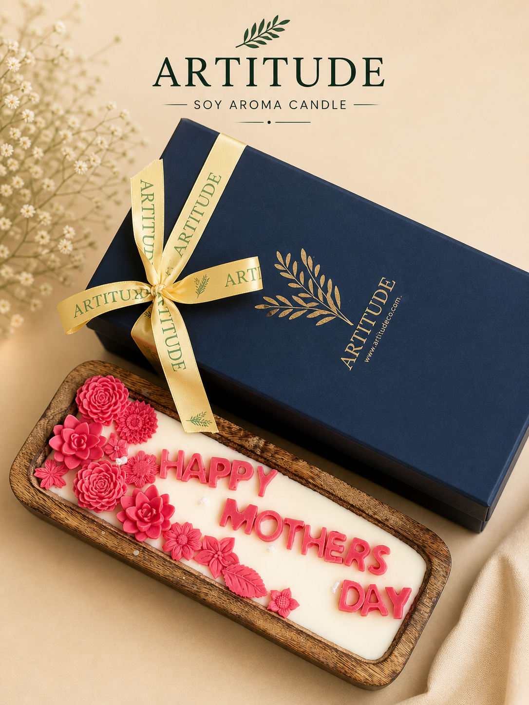 ARTITUDE Happy Mothers Day Soy Aroma Candle – Jasmine Fragrance