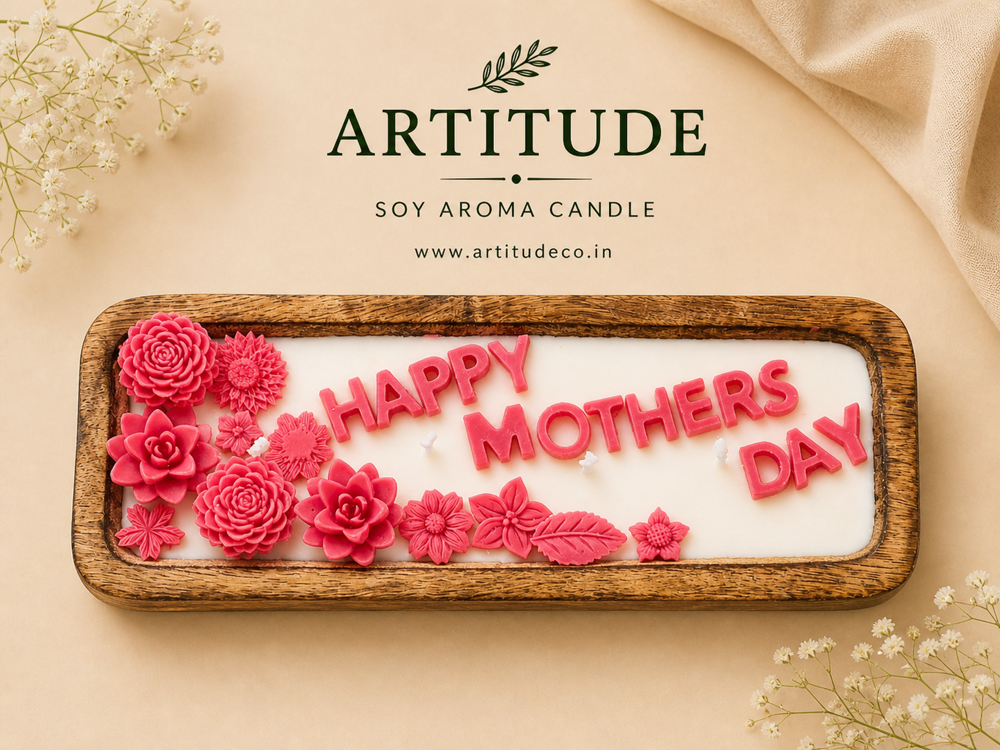 ARTITUDE Happy Mothers Day Soy Aroma Candle – Jasmine Fragrance