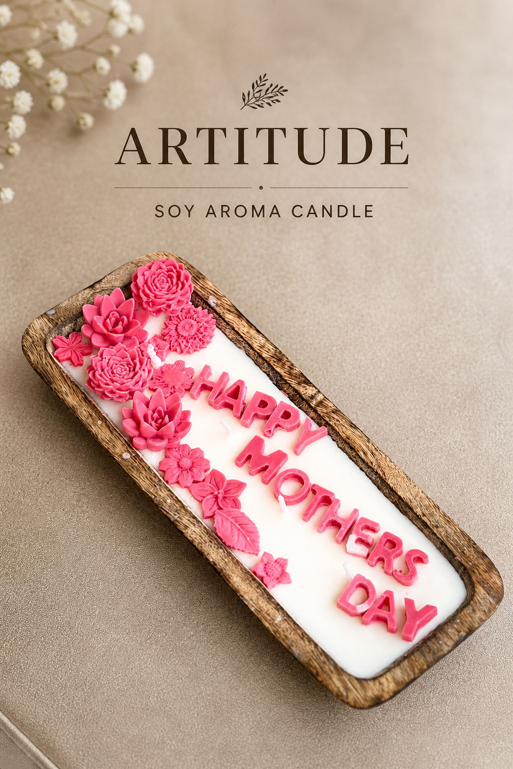 ARTITUDE Happy Mothers Day Soy Aroma Candle – Jasmine Fragrance