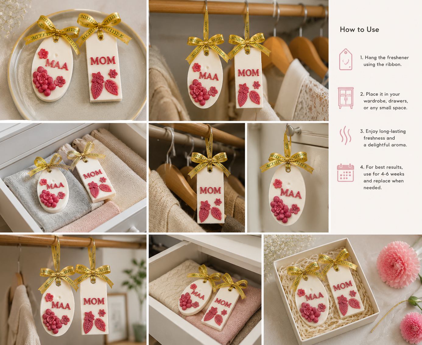 Mother’s Day Soy Wardrobe Freshener Set (Pack of 2 | 80g Each)
