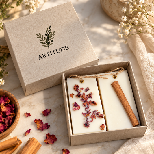 ARTITUDE Botanical Soy Wax Wardrobe Fresheners – Set of 2 | Alcohol-Free Essential Oil Scented Wax SachetsIRose and Cinnamon