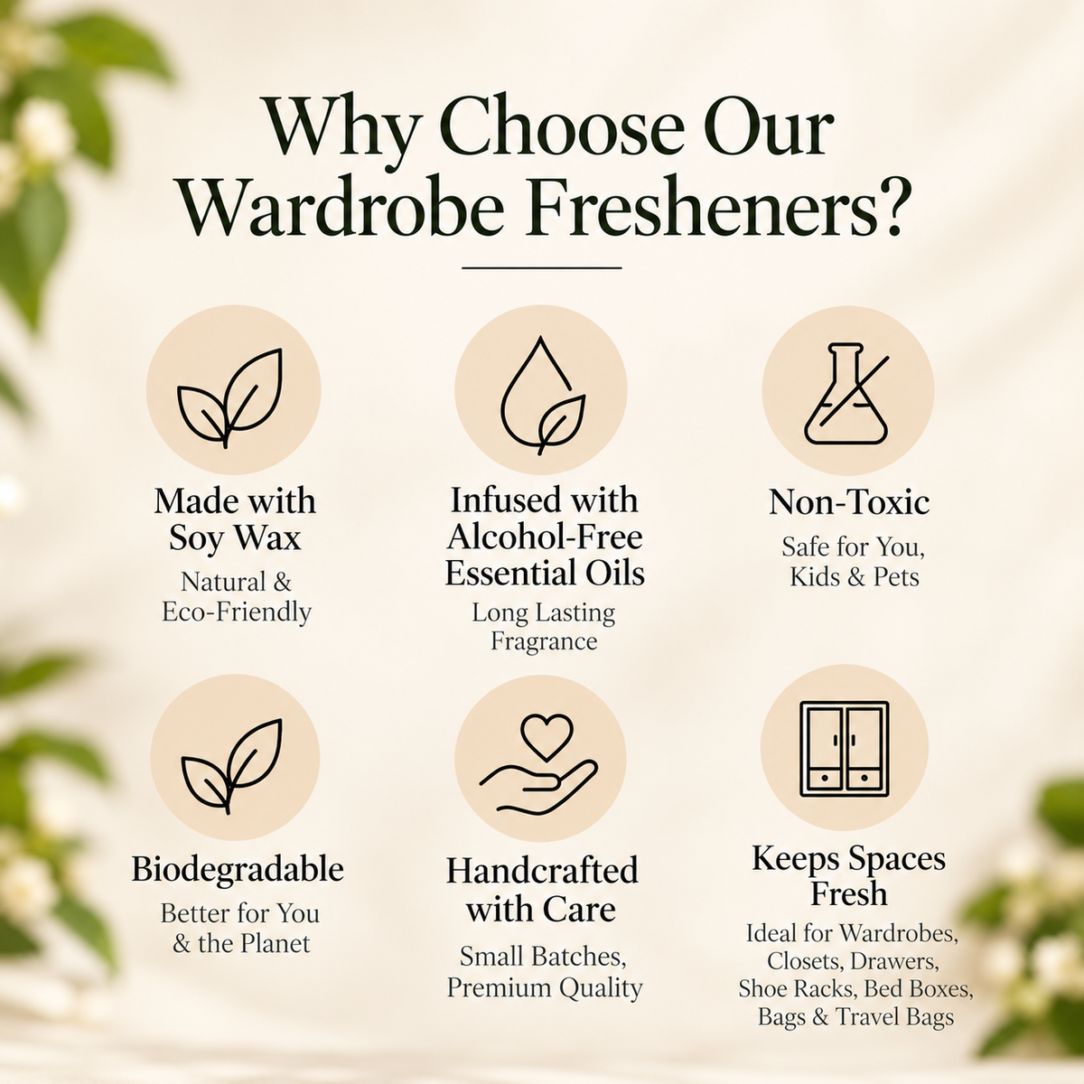ARTITUDE Botanical Soy Wax Wardrobe Fresheners – Set of 2 | Alcohol-Free Essential Oil Scented Wax SachetsICitronella scent