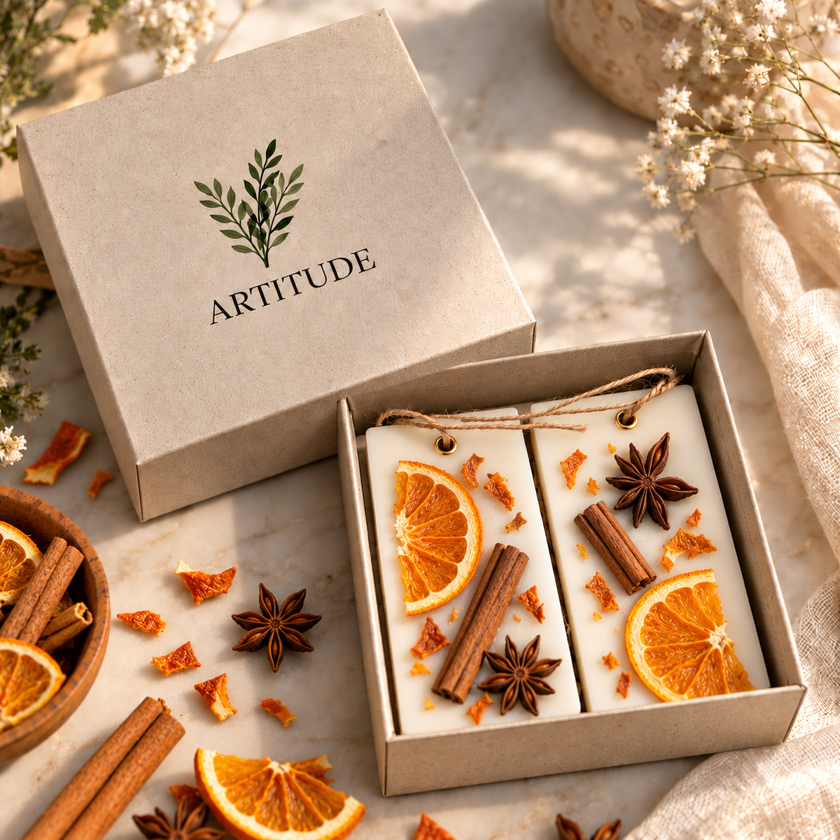 ARTITUDE Botanical Soy Wax Wardrobe Fresheners – Set of 2 | Alcohol-Free Essential Oil Scented Wax SachetsICitronella scent