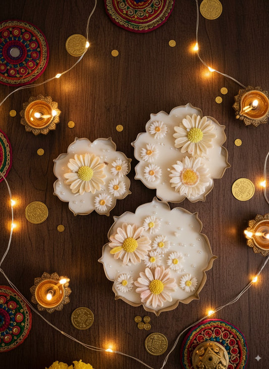 Parampara Collection: Artisanal Soy Wax Urli Lamps- SET OF 3