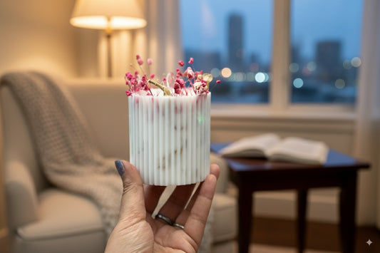 The Botanical Ribbed Soy Pillar Candle