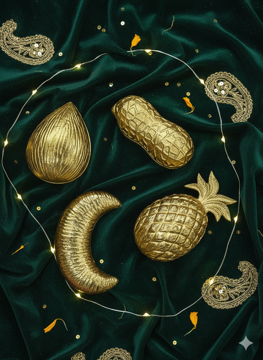 "Golden Bloom" - PEANUT, ALMOND, CASHEWNUT & PINNEAPLE METAL SHAPED CANDLES