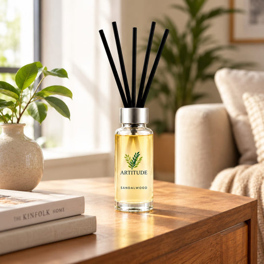 ARTITUDE Sandalwood Reed Diffuser for Home & Office | Premium Glass Bottle | Luxury Home Fragrance & Décor