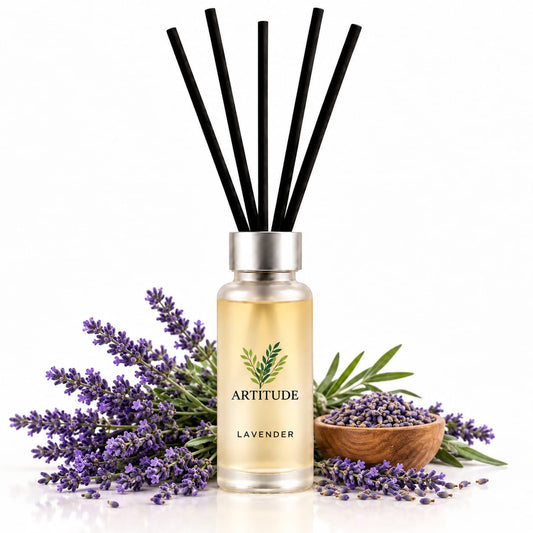 ARTITUDE Lavender Reed Diffuser for Home & Office | Premium Glass Bottle | Elegant Home Fragrance & Décor
