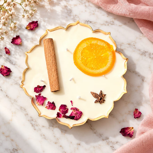 Citrus Bloom – Golden URLI Scallop Soy Wax Candle (6.5 inch), ROSE SCENT