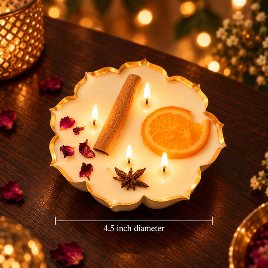 Citrus Bloom – Golden URLI Scallop Soy Wax Candle (4.5 inch) ROSE SCENT