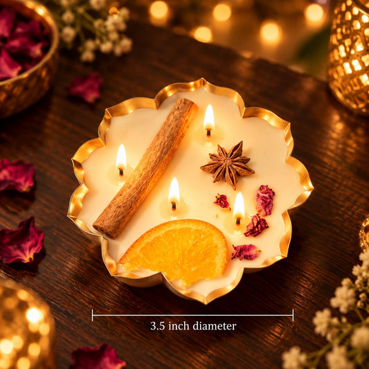 Citrus Bloom – URLI Golden Scallop Soy Wax Candle (3.5 inch), ROSE SCENT