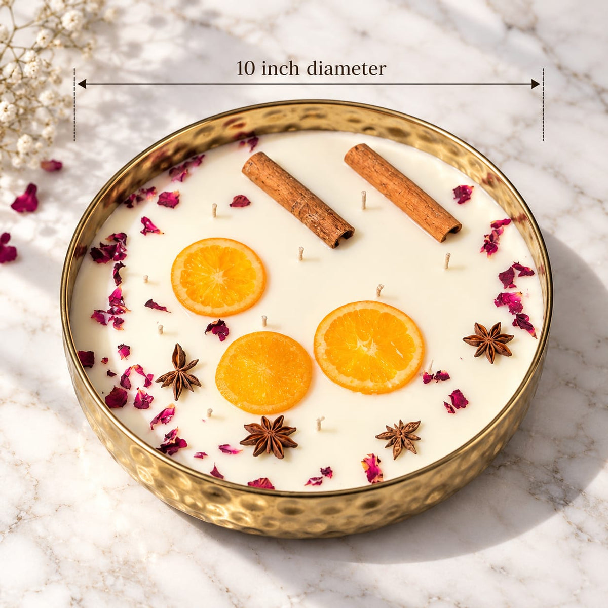 Golden Harvest – Golden Metal Finish JUMBO URLI SPICE Candle