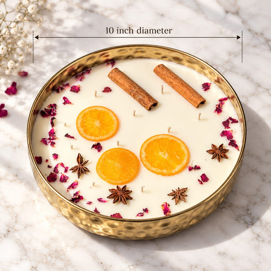 Golden Harvest – Golden Metal Finish JUMBO URLI SPICE Candle