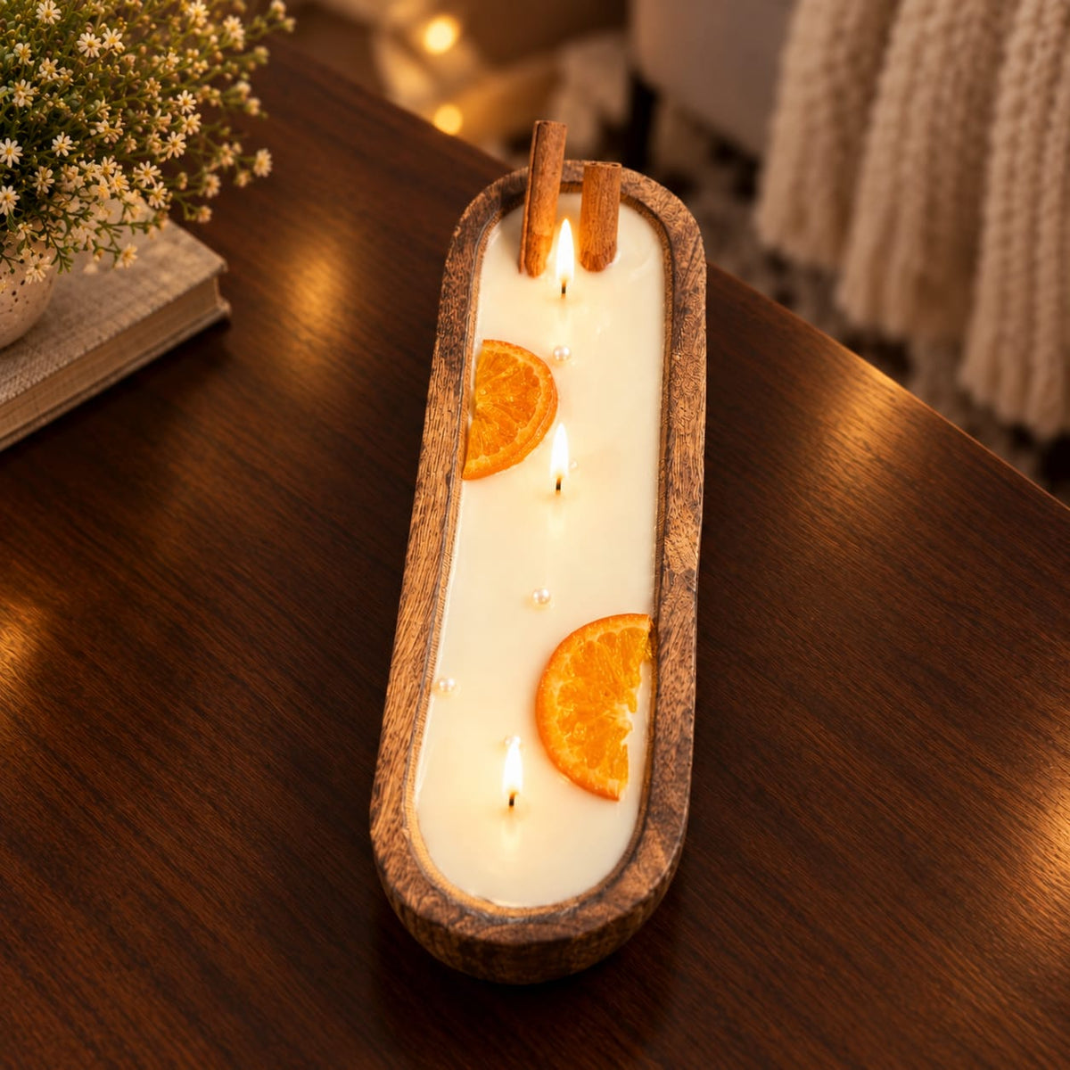 Wooden Oval Candle (12 inch)