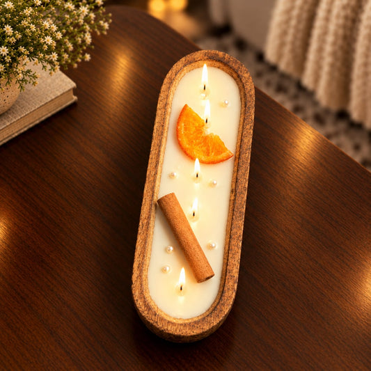 Wooden Oval Candle (10 inch)