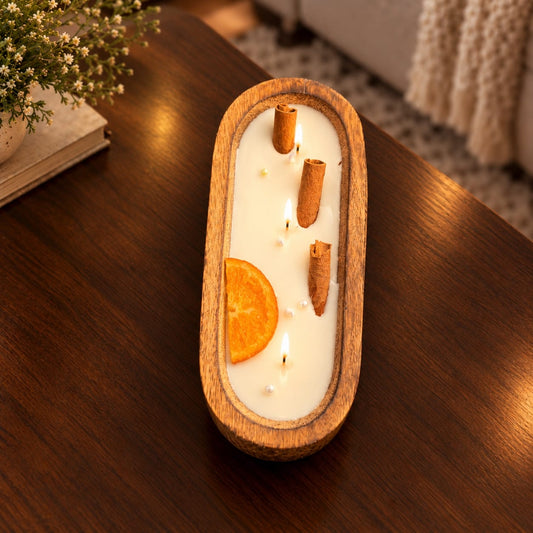 Wooden Oval Candle (8 inch)